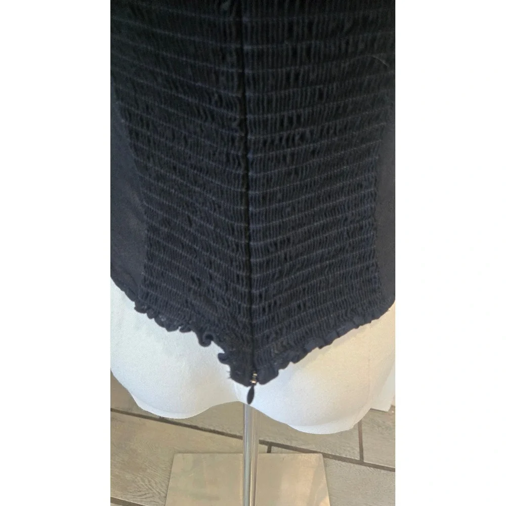 Reformation Black Corset Top Sheer Puff Sleeve Smocked Back Sweetheart Neck 4